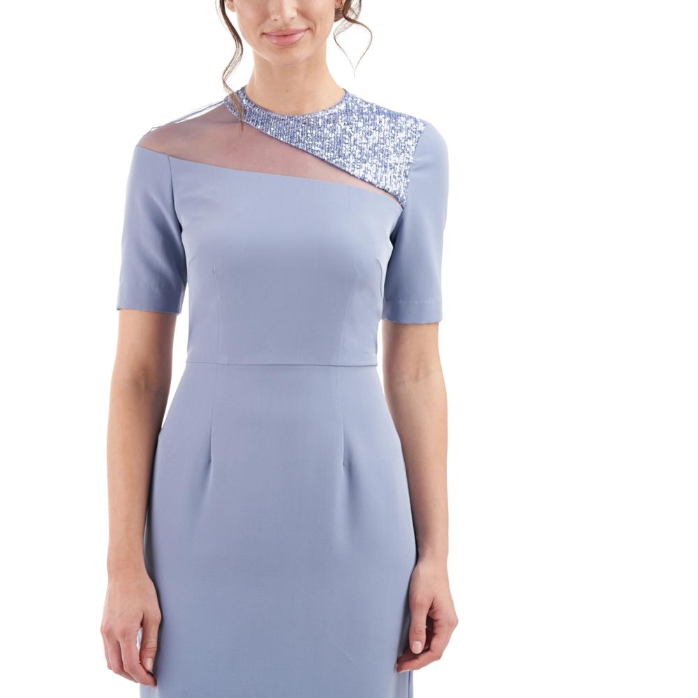 JS Collections Women Sheath Knee Length Dress Short Sleeve Solid A2705 - Picture 19 of 20