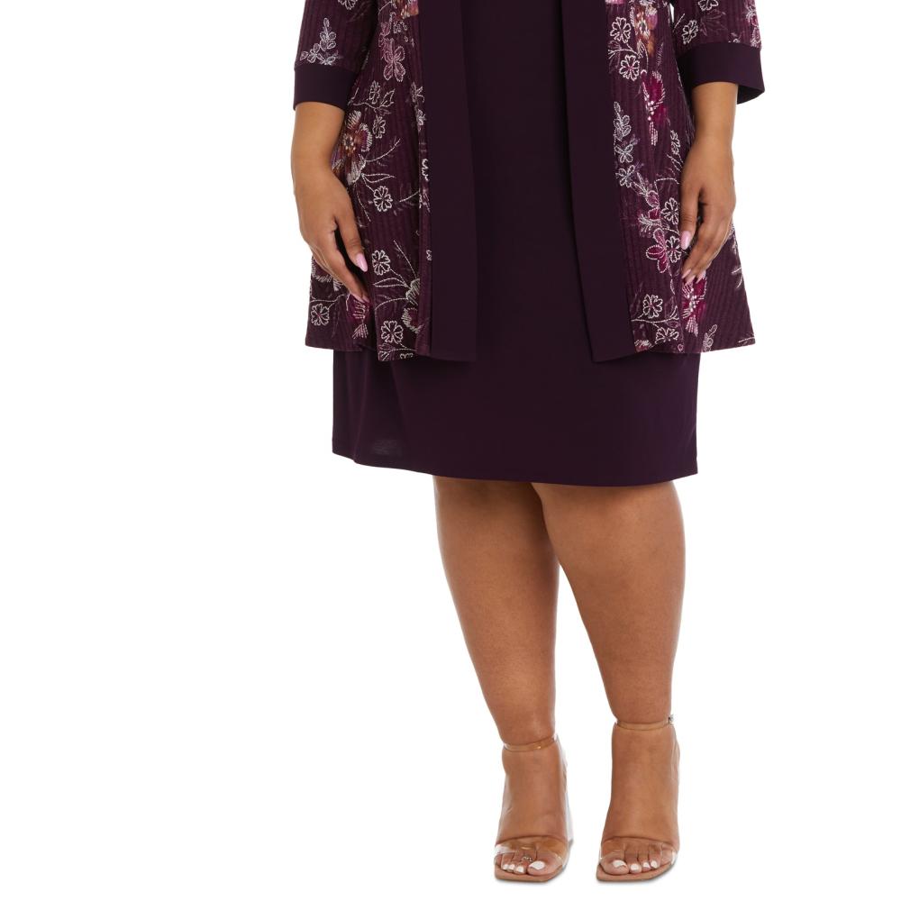R & M Richards Women Sheath Knee Length 2 Pcs 3/4 Sleeve Solid Round Neck A6582 - Picture 13 of 18