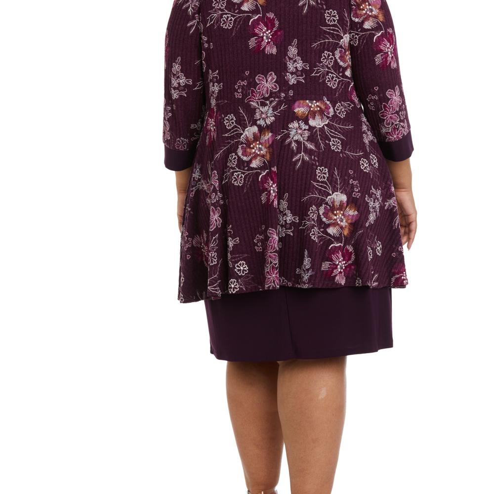 R & M Richards Women Sheath Knee Length 2 Pcs 3/4 Sleeve Solid Round Neck A6582 - Picture 16 of 18