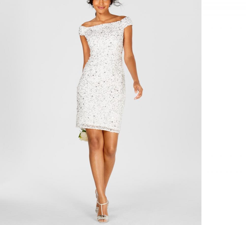 Adrianna Papell selling Women's Cocktail Dress Size 10 White Lace One Shoulder Sheath