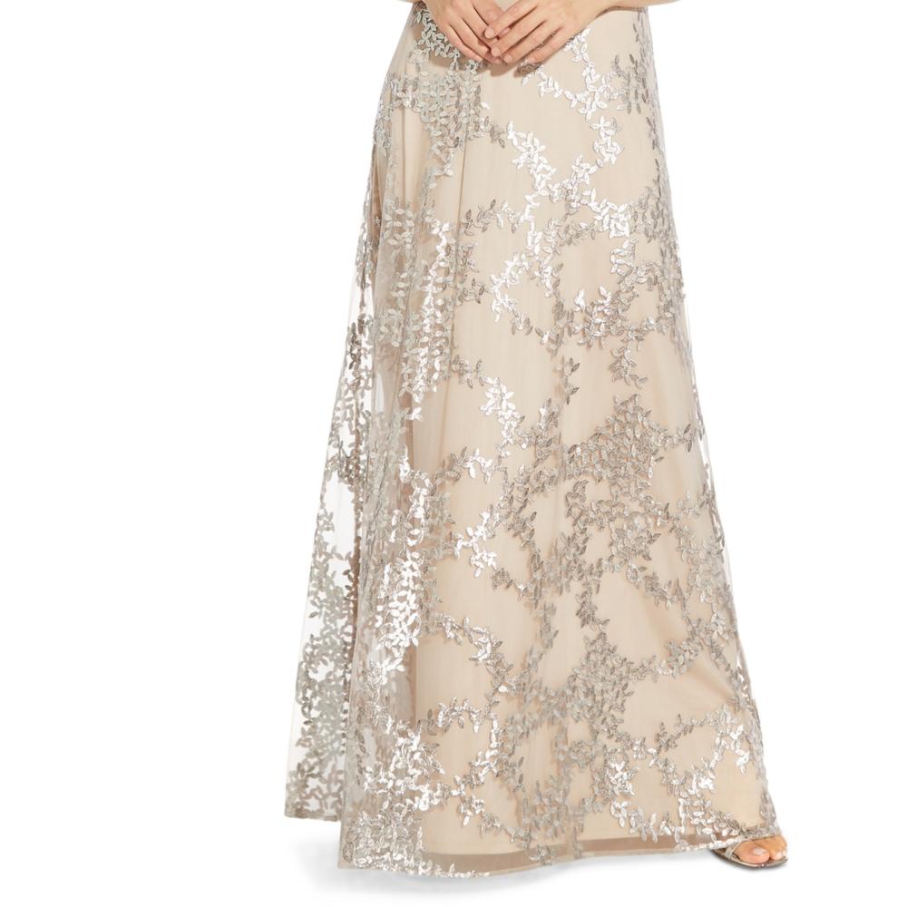New $249 Adrianna Papell Women's Long Short Sleeve V-Neck Maxi Dress A4754 - Picture 12 of 16