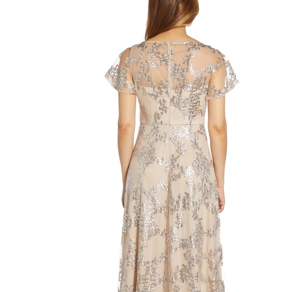 New $249 Adrianna Papell Women's Long Short Sleeve V-Neck Maxi Dress A4754 - Picture 14 of 16