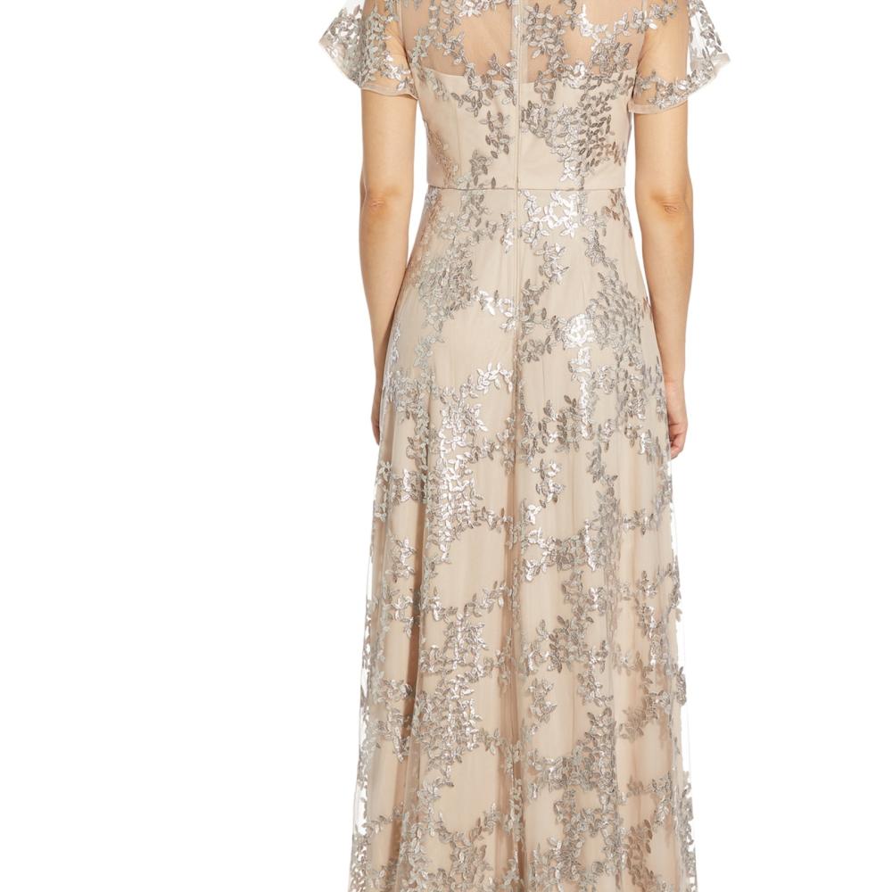 New $249 Adrianna Papell Women's Long Short Sleeve V-Neck Maxi Dress A4754 - Picture 15 of 16