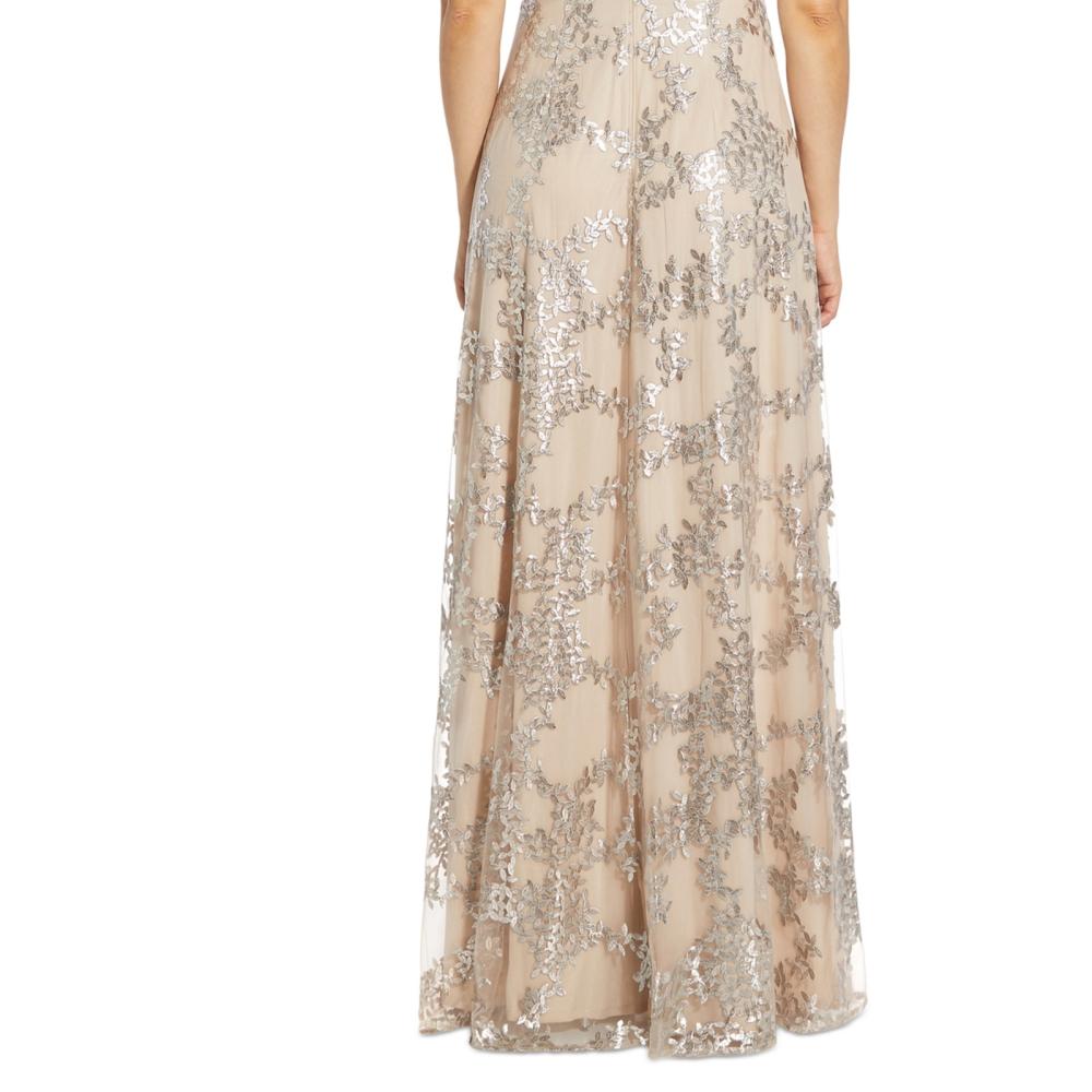 New $249 Adrianna Papell Women's Long Short Sleeve V-Neck Maxi Dress A4754 - Picture 16 of 16