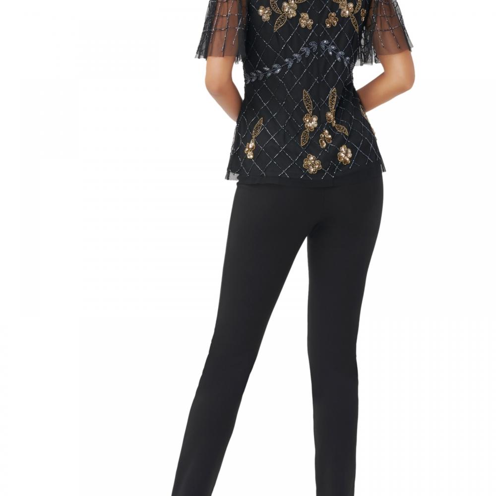Blusa básica de mujer Adrianna Papell manga corta floral cuello redondo A6700 - Imagen 17 de 20