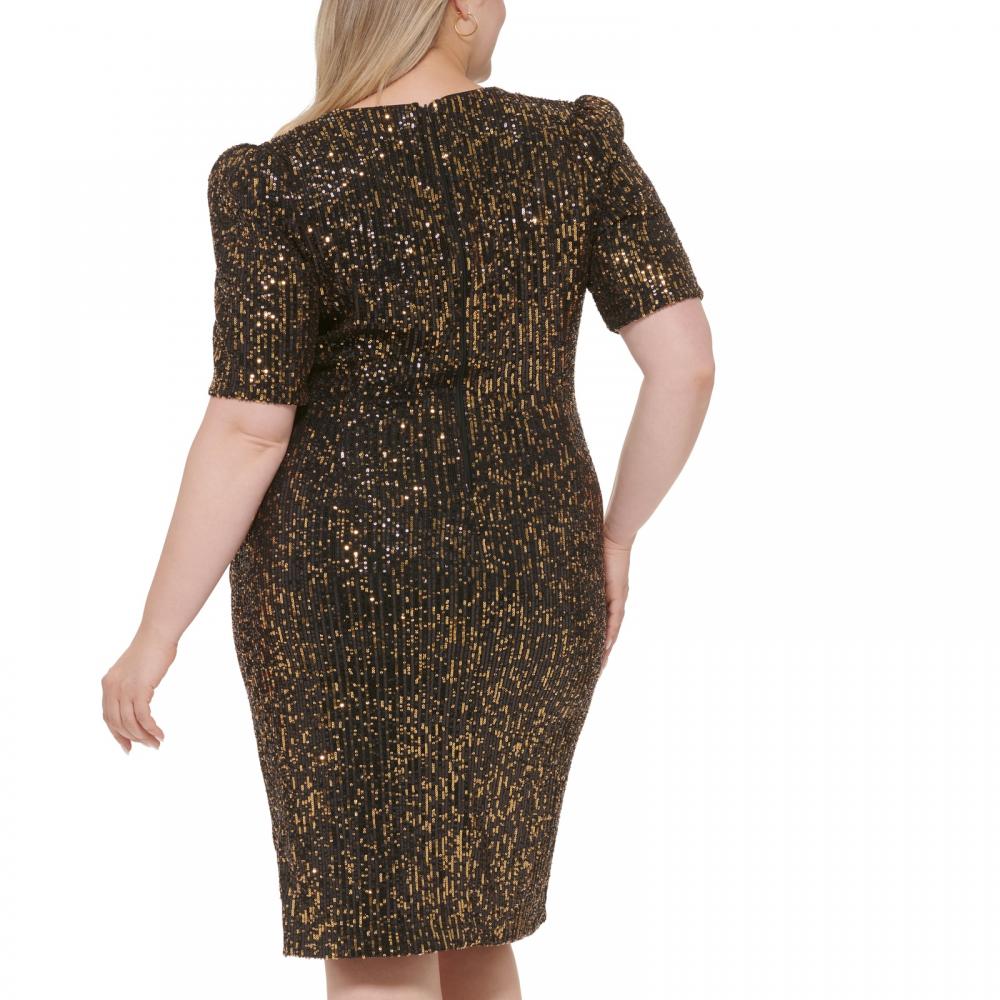 New Calvin Klein Women's Faux Wrap Sheath Dress Asymmetric Solid V-Neck A2594 - Picture 15 of 20
