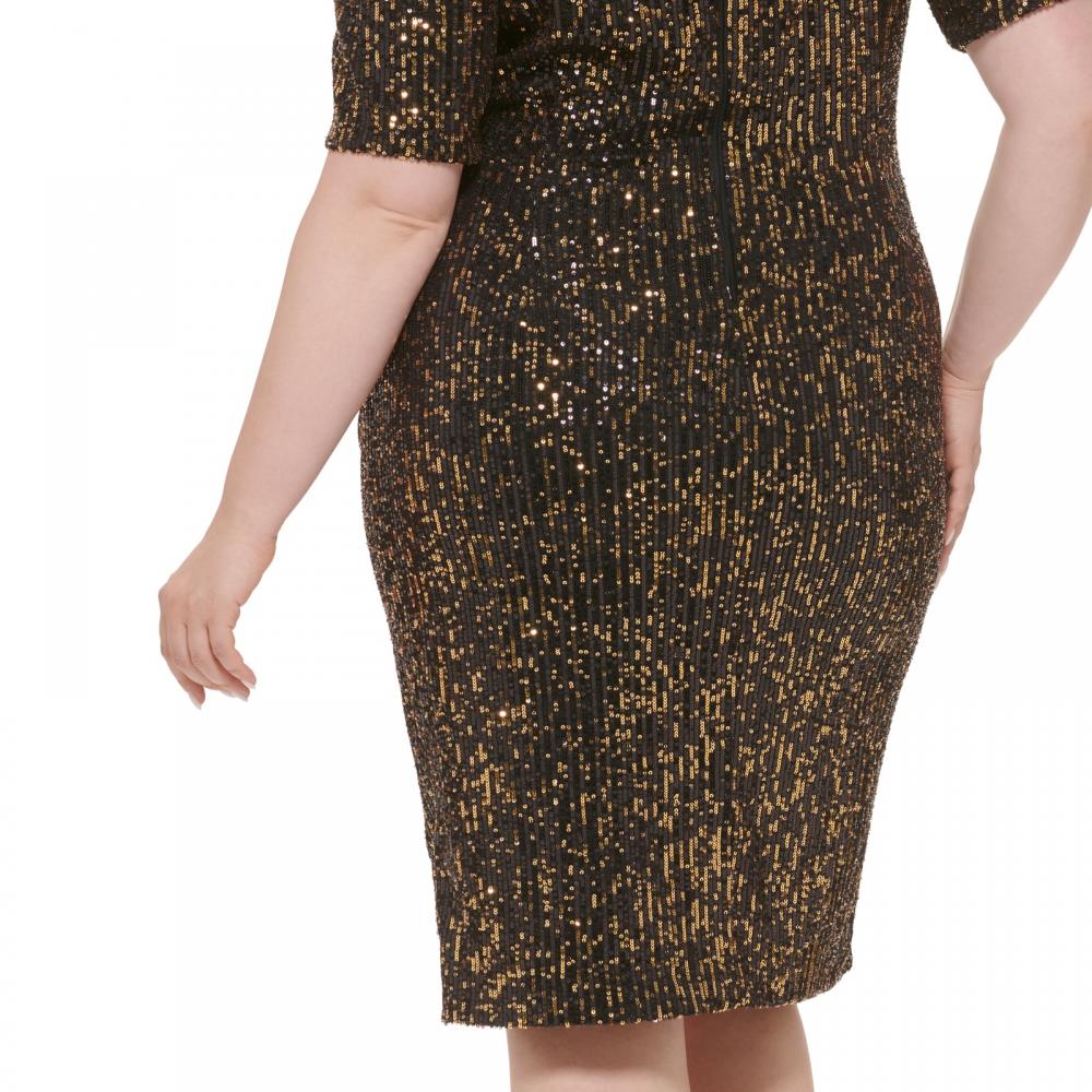 New Calvin Klein Women's Faux Wrap Sheath Dress Asymmetric Solid V-Neck A2594 - Picture 18 of 20