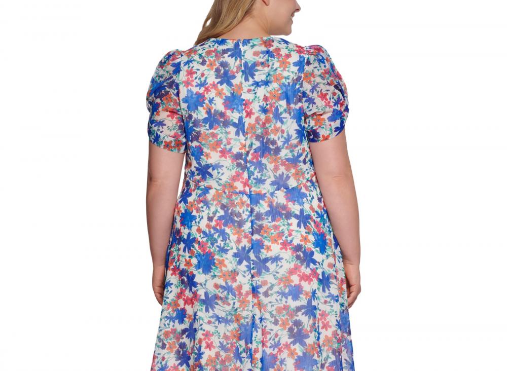 Calvin Klein Women's Knee Length Shift Dress  Floral Short Sleeve  V-Neck  A3007 - Picture 12 of 16