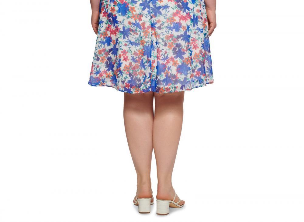 Calvin Klein Women's Knee Length Shift Dress  Floral Short Sleeve  V-Neck  A3007 - Picture 14 of 16