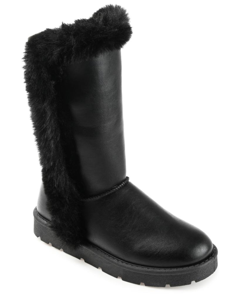 Journee Collection Women's Cleeo Mid-Calf Boots Faux Leather Flat Heel S179 - Picture 6 of 10