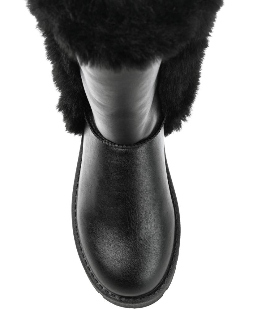 Journee Collection Women's Cleeo Mid-Calf Boots Faux Leather Flat Heel S179 - Picture 9 of 10