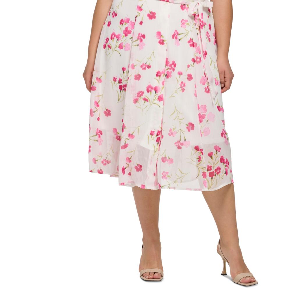 Calvin Klein Women Shirt Dress Midi Dress Short Sleeve Button Floral A6364 - Picture 13 of 18