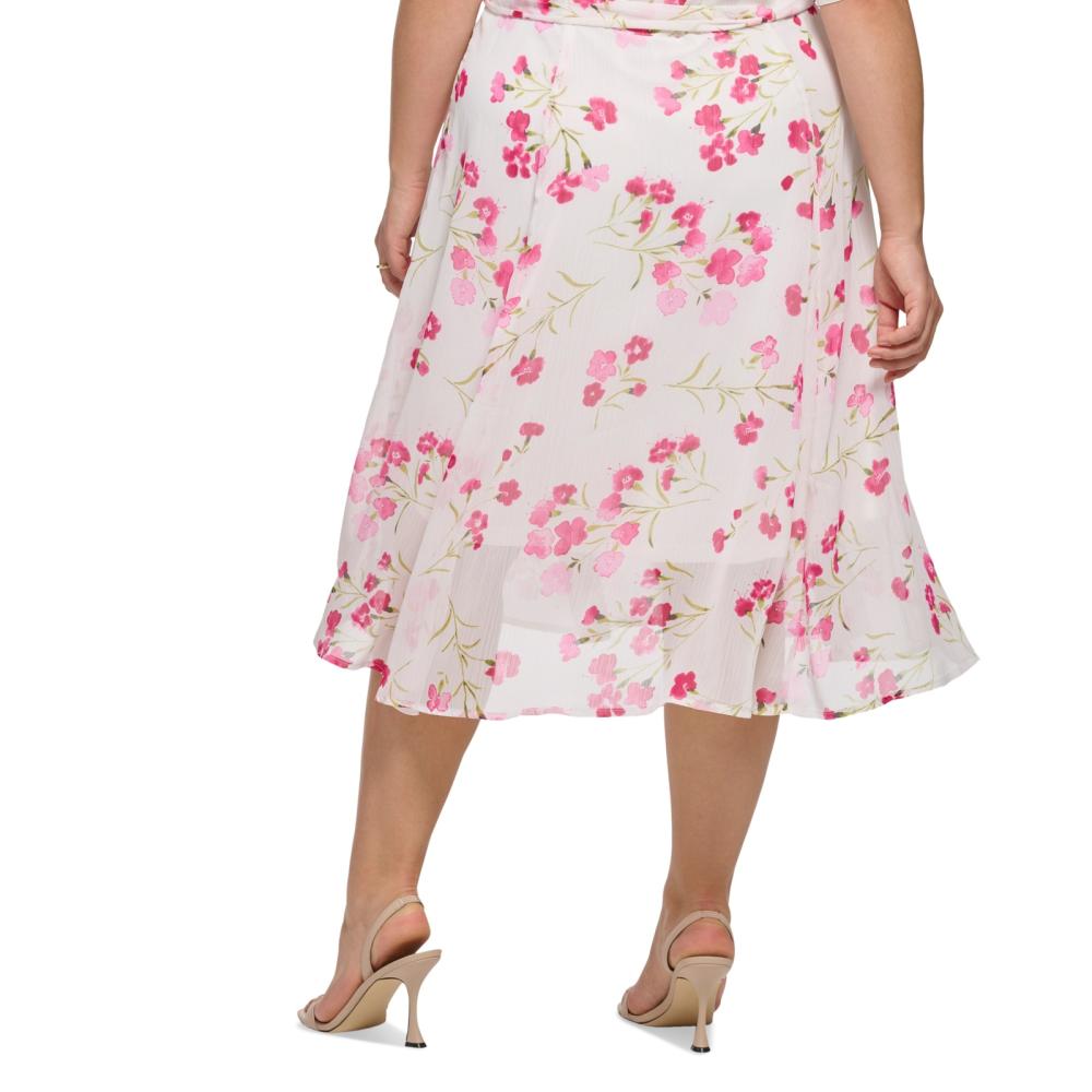Calvin Klein Women Shirt Dress Midi Dress Short Sleeve Button Floral A6364 - Picture 17 of 18