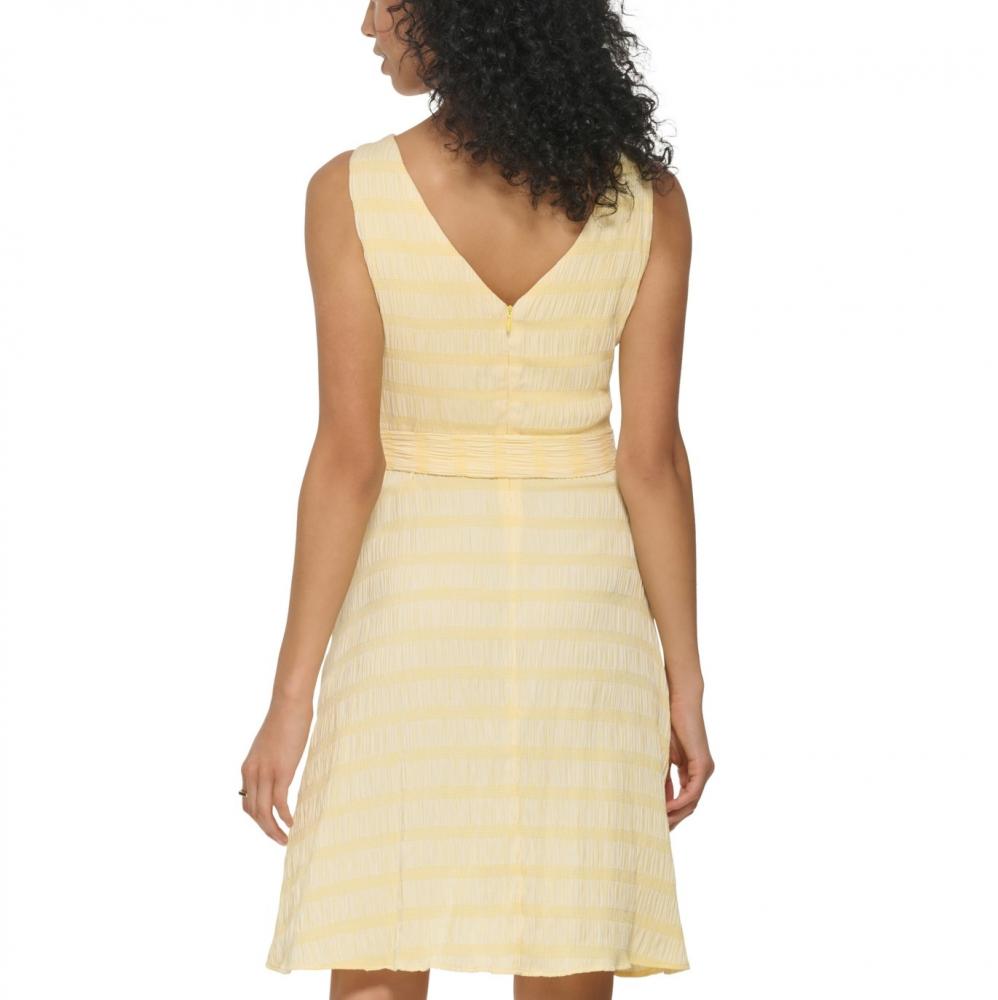 DKNY Women Fit & Flare Knee Length Dress Sleeveless Solid V-Neck A6372 - Picture 15 of 20