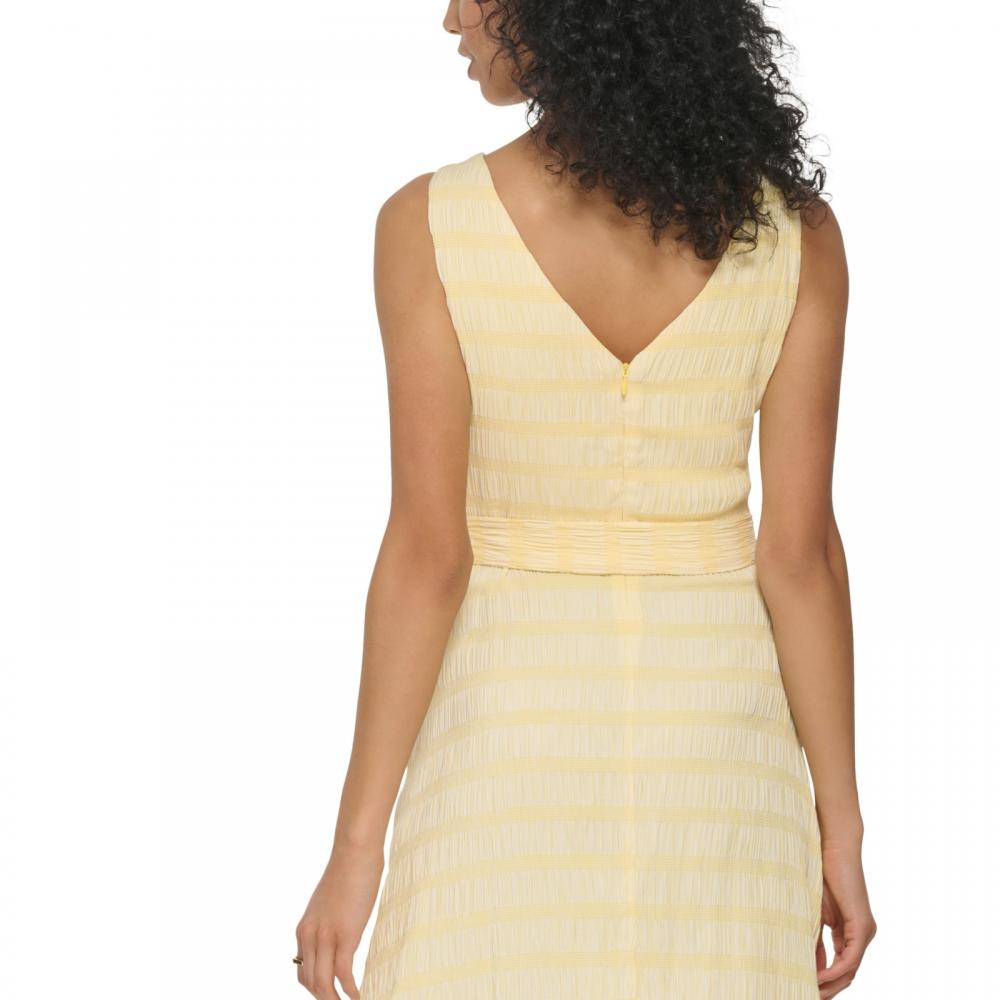 DKNY Women Fit & Flare Knee Length Dress Sleeveless Solid V-Neck A6372 - Picture 17 of 20