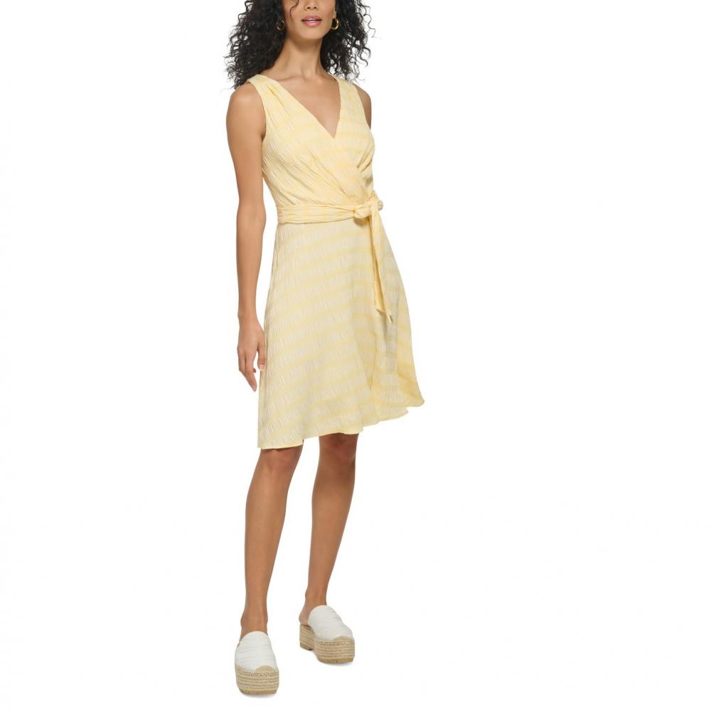 DKNY Women Fit & Flare Knee Length Dress Sleeveless Solid V-Neck A6372 - Picture 19 of 20