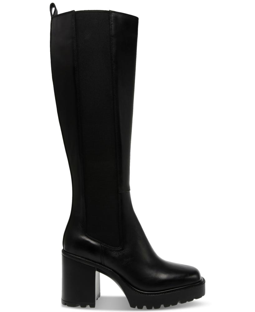 Steve Madden Women's Deegan Knee High Boots Leather Block Heel Adjustable S290 - Picture 6 of 8