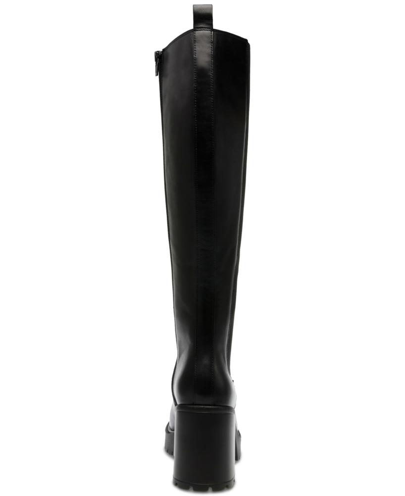 Steve Madden Women's Deegan Knee High Boots Leather Block Heel Adjustable S290 - Picture 7 of 8