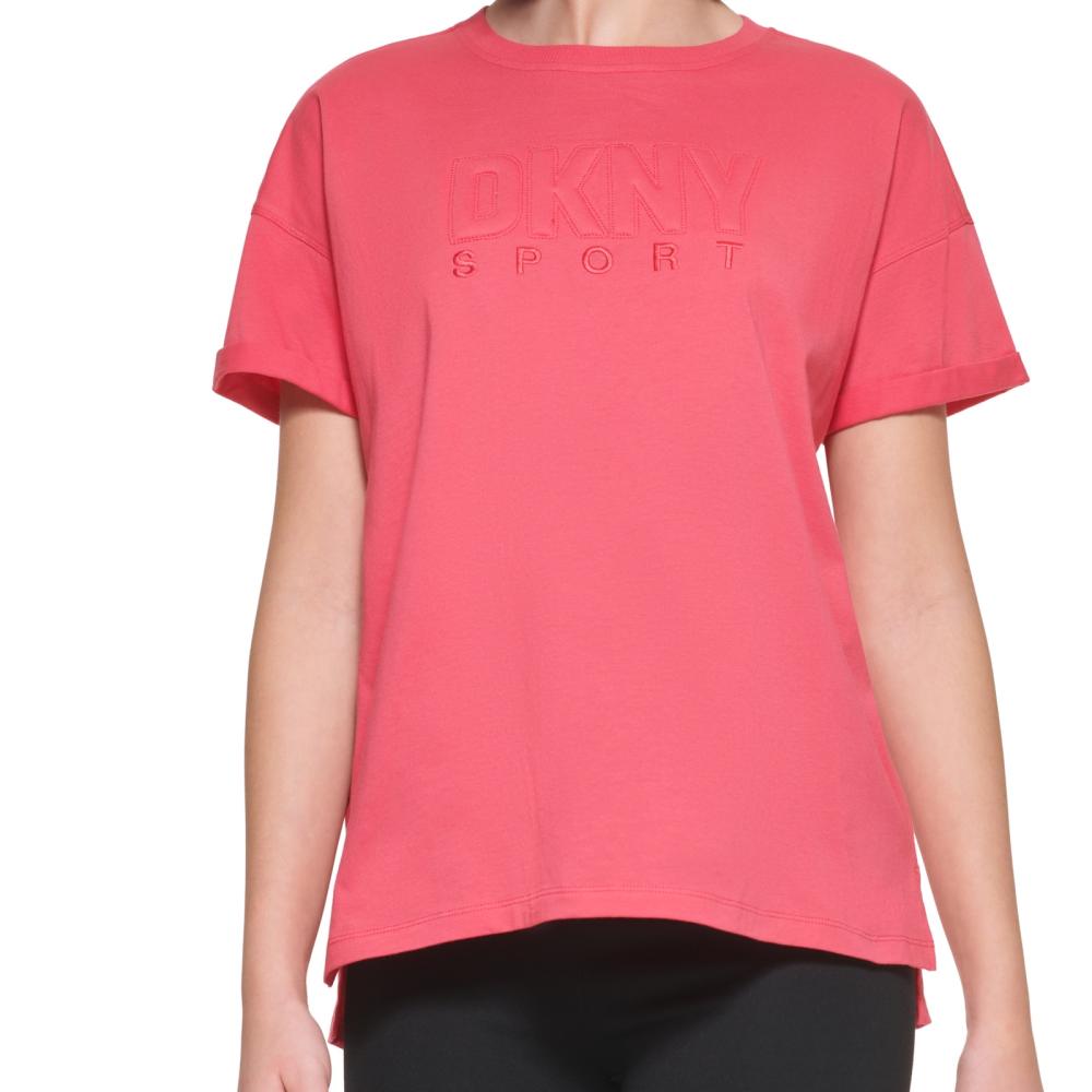 DKNY Women Pullover  Activewear Top Short Sleeve  Solid Round Neck  A7340