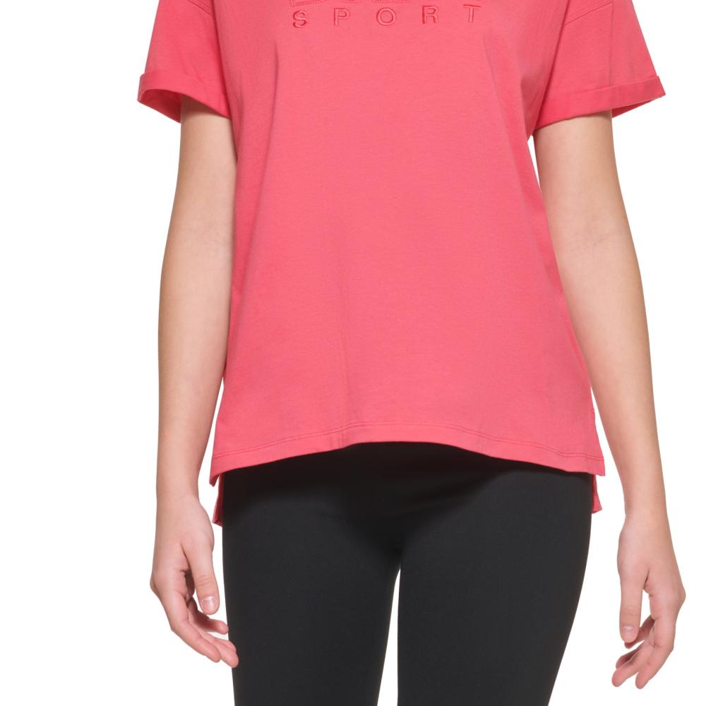 DKNY Women Pullover  Activewear Top Short Sleeve  Solid Round Neck  A7340