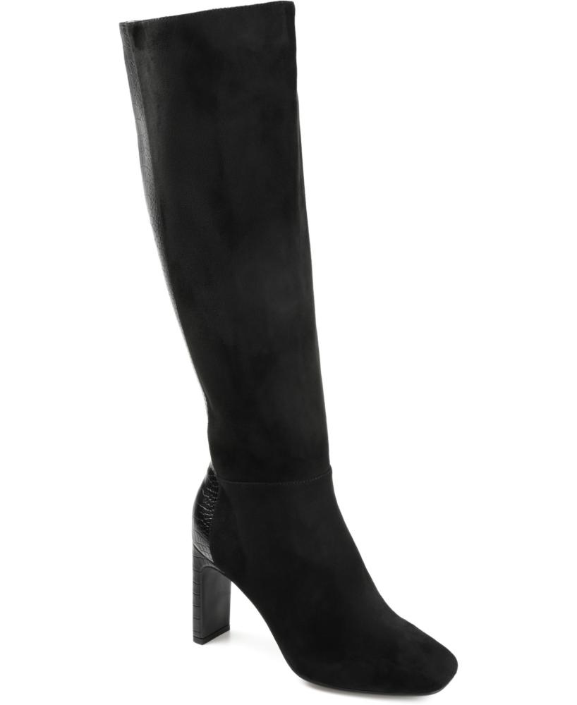 Journee Collection Women's Elisabeth Knee High Boots Faux Leather Block Heel S72