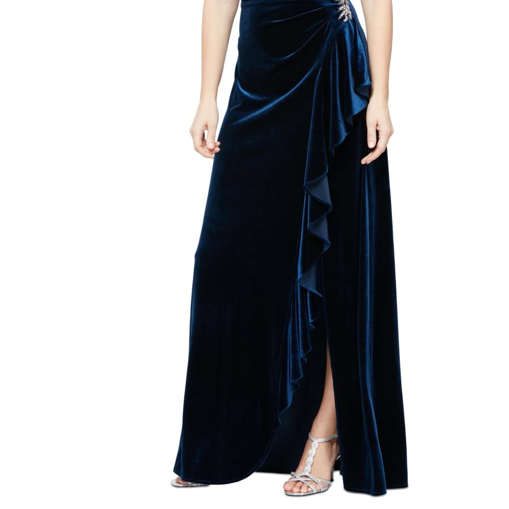 Alex & Eve Women's Long Maxi Dress Side Slit Solid Sleeveless Velvet A2488 - Picture 12 of 16