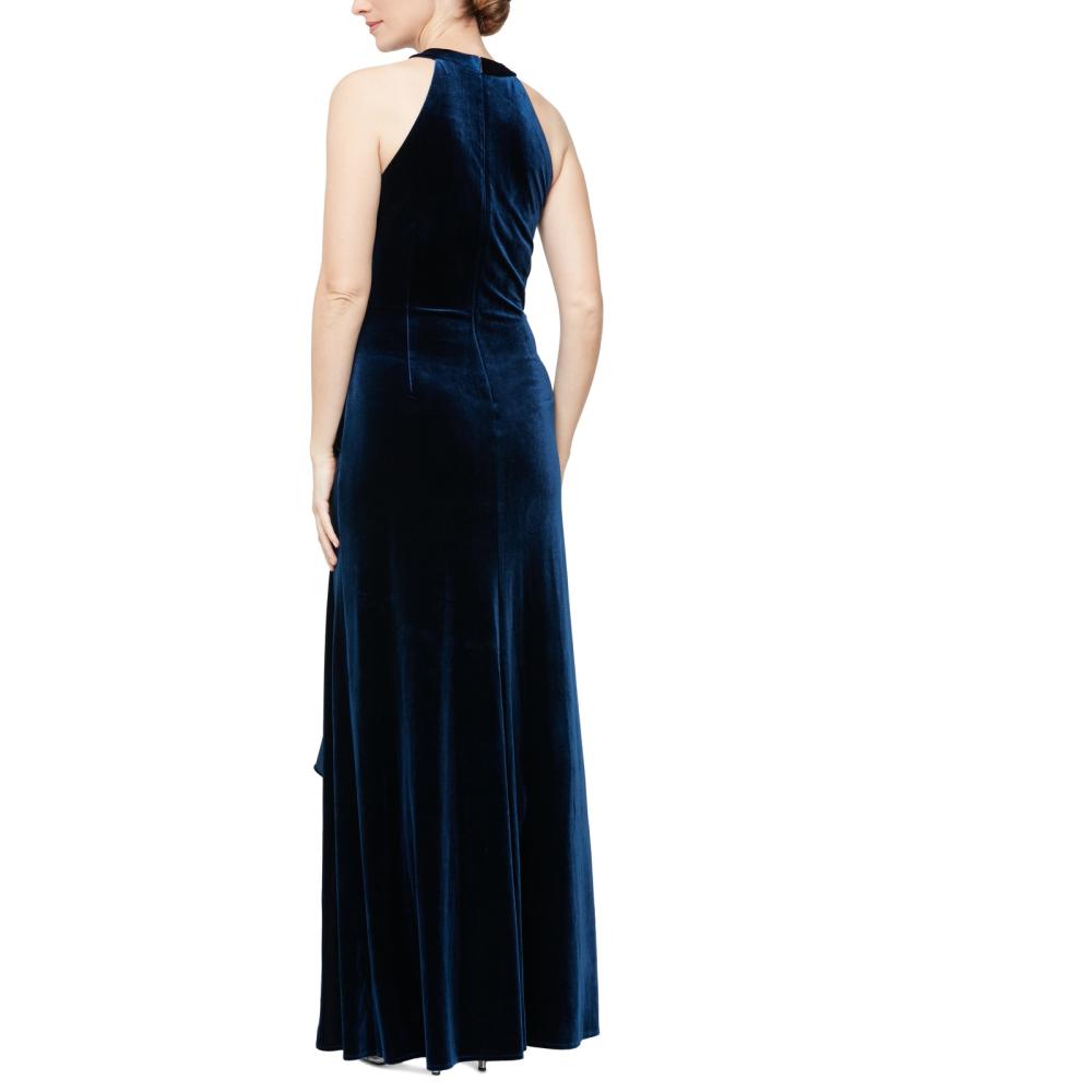 Alex & Eve Women's Long Maxi Dress Side Slit Solid Sleeveless Velvet A2488 - Picture 13 of 16