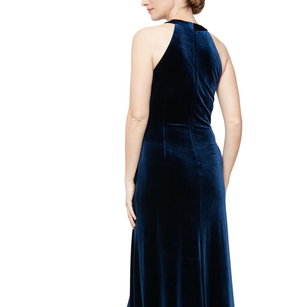 Alex & Eve Women's Long Maxi Dress Side Slit Solid Sleeveless Velvet A2488 - Picture 14 of 16