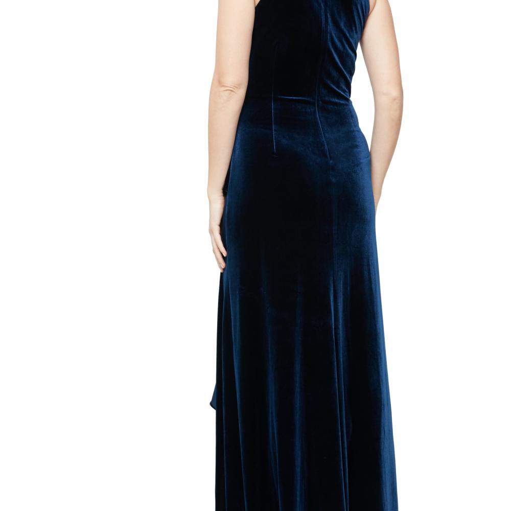 Alex & Eve Women's Long Maxi Dress Side Slit Solid Sleeveless Velvet A2488 - Picture 15 of 16