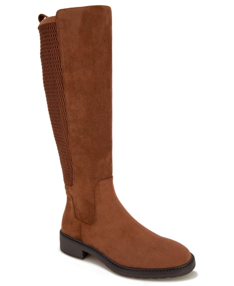 Botas hasta la rodilla Kenneth Cole caramelo para mujer punta redonda tacón plano elástico S218 - Imagen 7 de 12