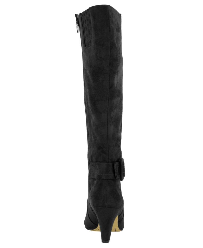 Bella Vita Damen Troy Kniehohe Stiefel Stoff Spitz Pfennigabsatz Gepolstert S390 - Bild 8 von 10