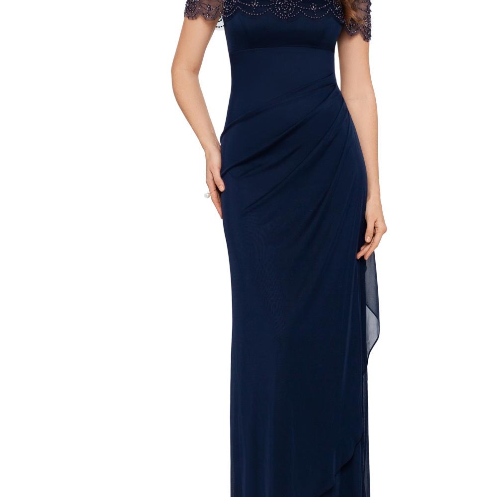 New $149 X by Xscape Women's Long Short Sleeve Off the Shoulder Dress A3185 - Picture 11 of 16