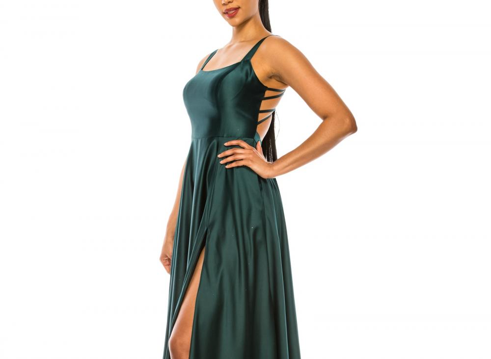 Bee Darlin Women's Long Ball Gown Dress Side Slit Solid Sleeveless A2504 - Picture 20 of 20