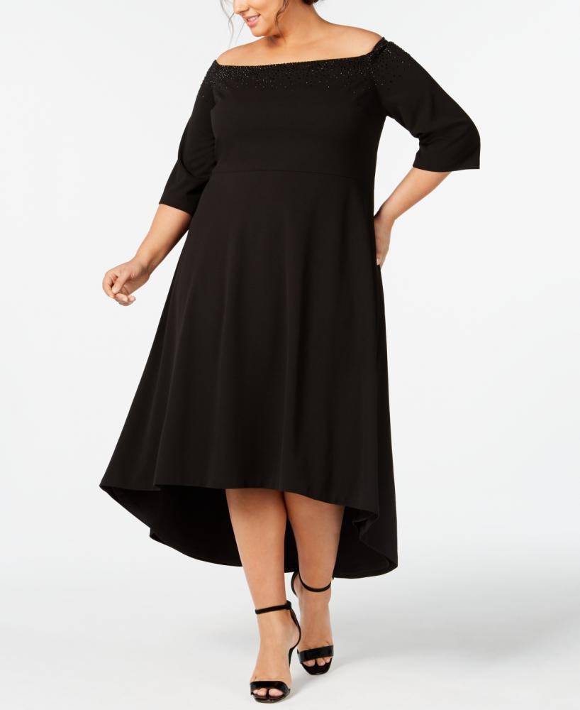 Calvin klein off the shoulder high low clearance dress