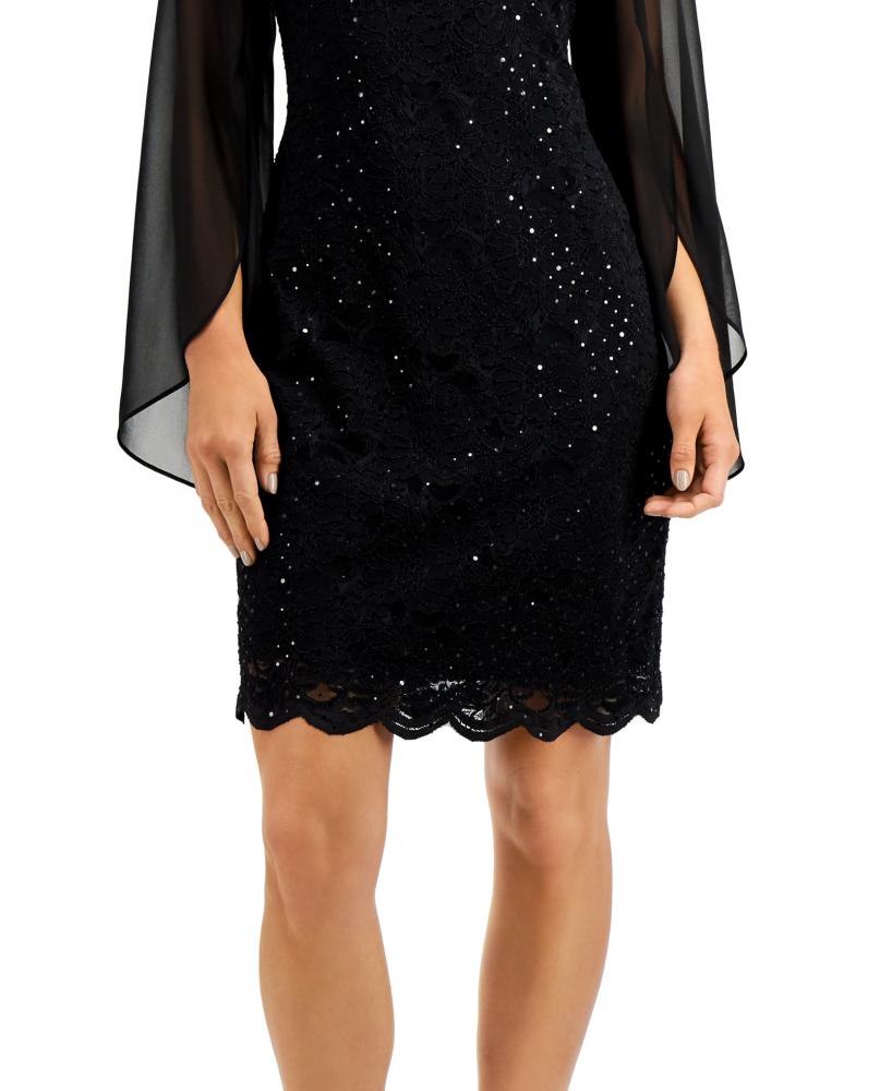 New 89 Connected Apparel Women's Sequined KneeLength Long Sleeve