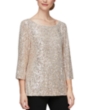 Nueva blusa básica Alex Evenings para mujer manga 3/4 cuello barco $149 A6032 - Imagen 3 de 4