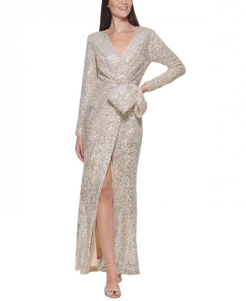 New $268 Eliza J Women's Long Long Sleeve V-Neck A-Line Dress A6793 - Picture 15 of 19