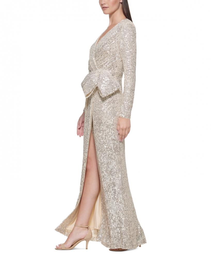 New $268 Eliza J Women's Long Long Sleeve V-Neck A-Line Dress A6793 - Picture 17 of 19