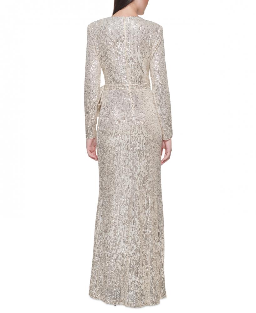 New $268 Eliza J Women's Long Long Sleeve V-Neck A-Line Dress A6793 - Picture 16 of 19