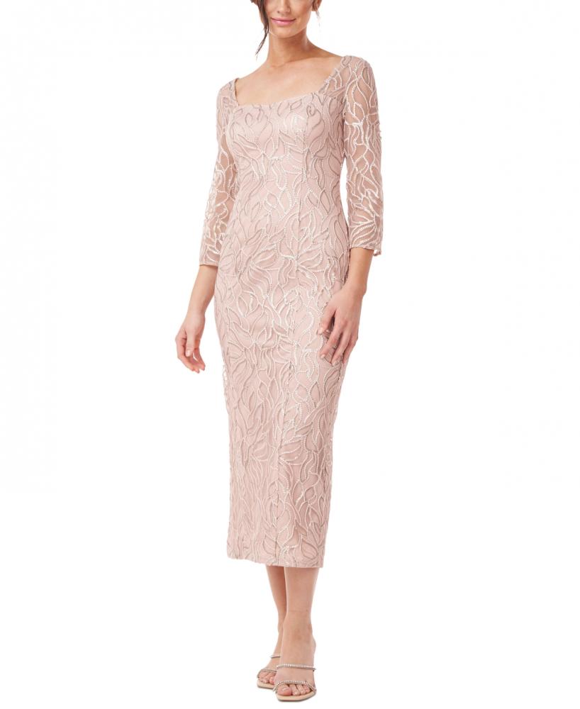 New $258 JS Collections Women's Midi 3/4 Sleeve Round Neck Sheath Dress A4461 - Picture 5 of 8