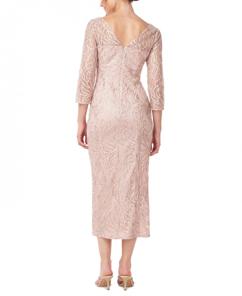 New $258 JS Collections Women's Midi 3/4 Sleeve Round Neck Sheath Dress A4461 - Picture 6 of 8