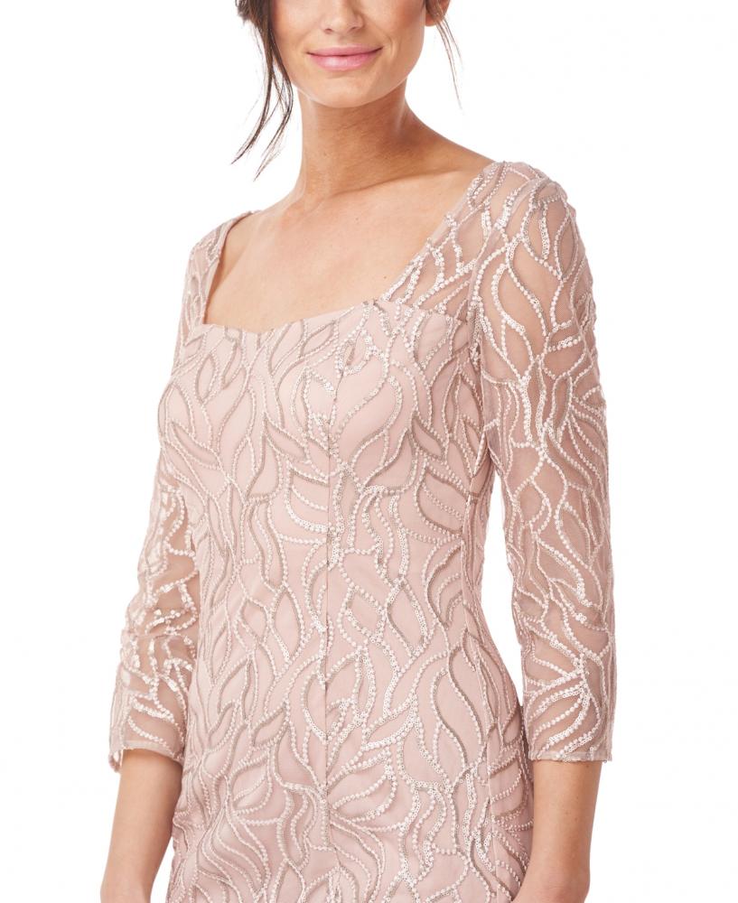New $258 JS Collections Women's Midi 3/4 Sleeve Round Neck Sheath Dress A4461 - Picture 7 of 8