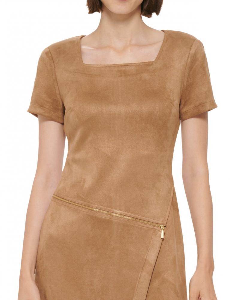 New $134 Calvin Klein Women's Short Short Sleeve Round Neck Sheath Dress A4312 - Picture 14 of 18