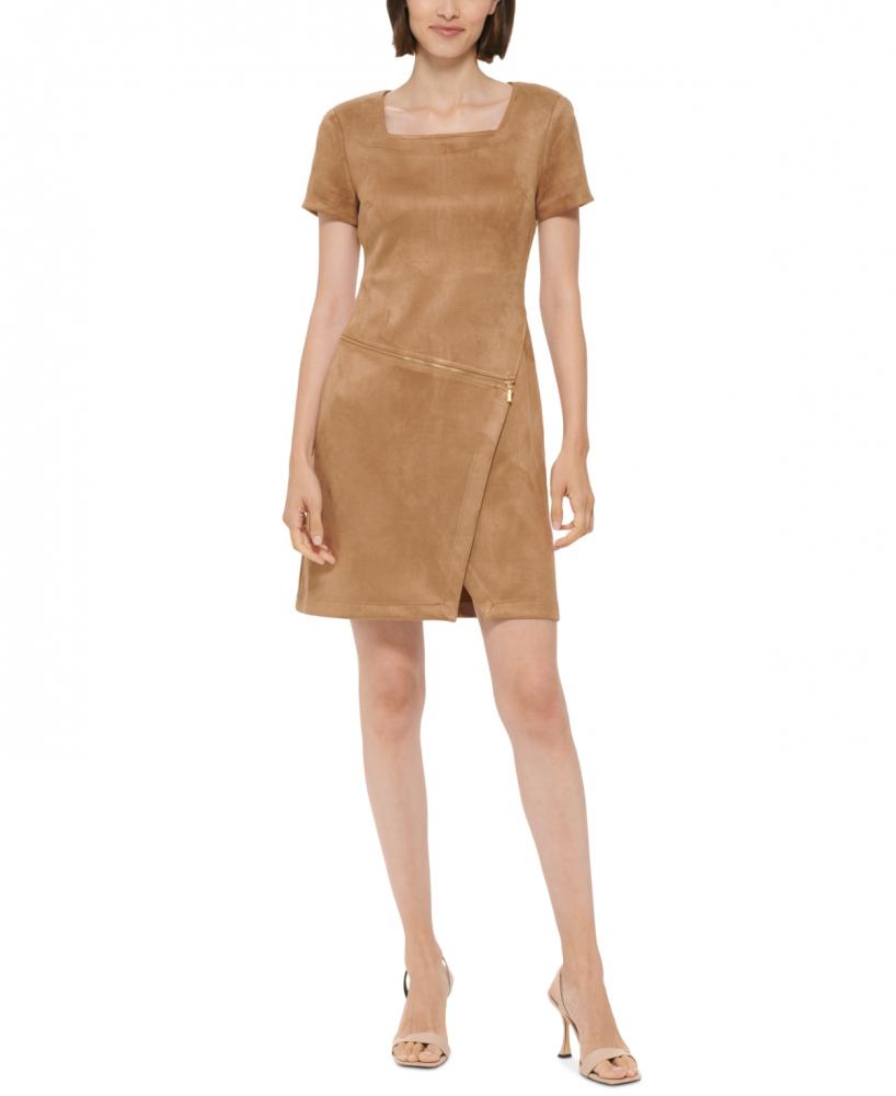 New $134 Calvin Klein Women's Short Short Sleeve Round Neck Sheath Dress A4312 - Picture 10 of 18