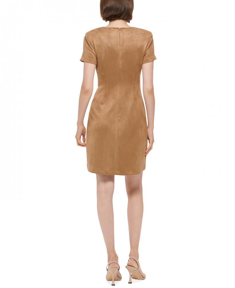 New $134 Calvin Klein Women's Short Short Sleeve Round Neck Sheath Dress A4312 - Picture 11 of 18