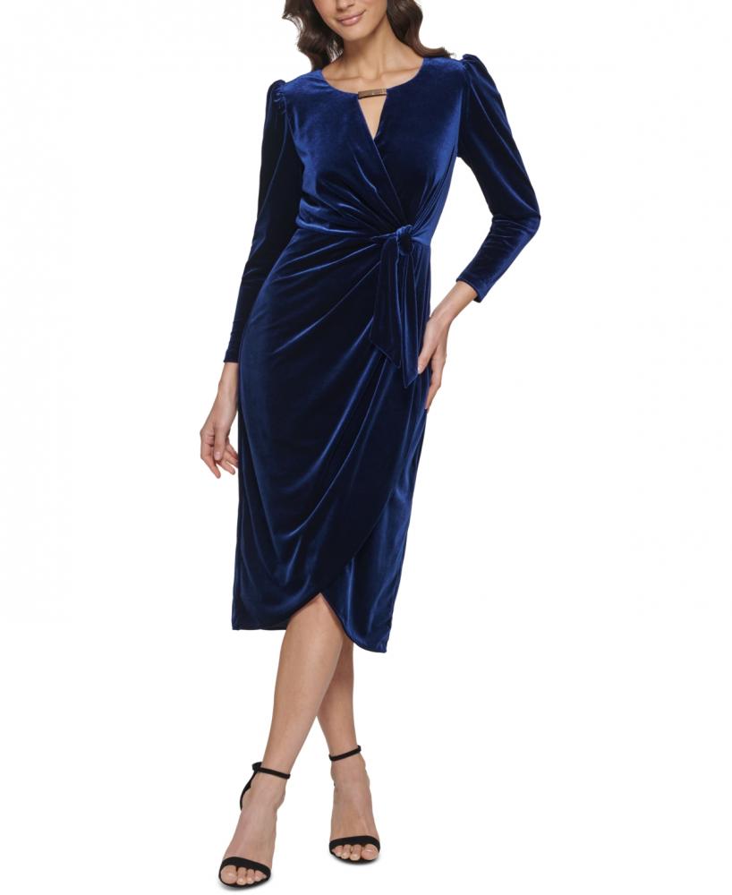 New $128 Kensie Women's Midi Long Sleeve V-Neck Sheath Dress A4282 - Picture 13 of 18