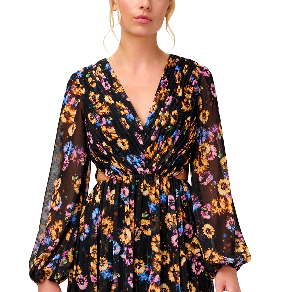 New $350 Aidan Mattox Women's Long Long Sleeve V-Neck Maxi Dress A4400 - Picture 11 of 12