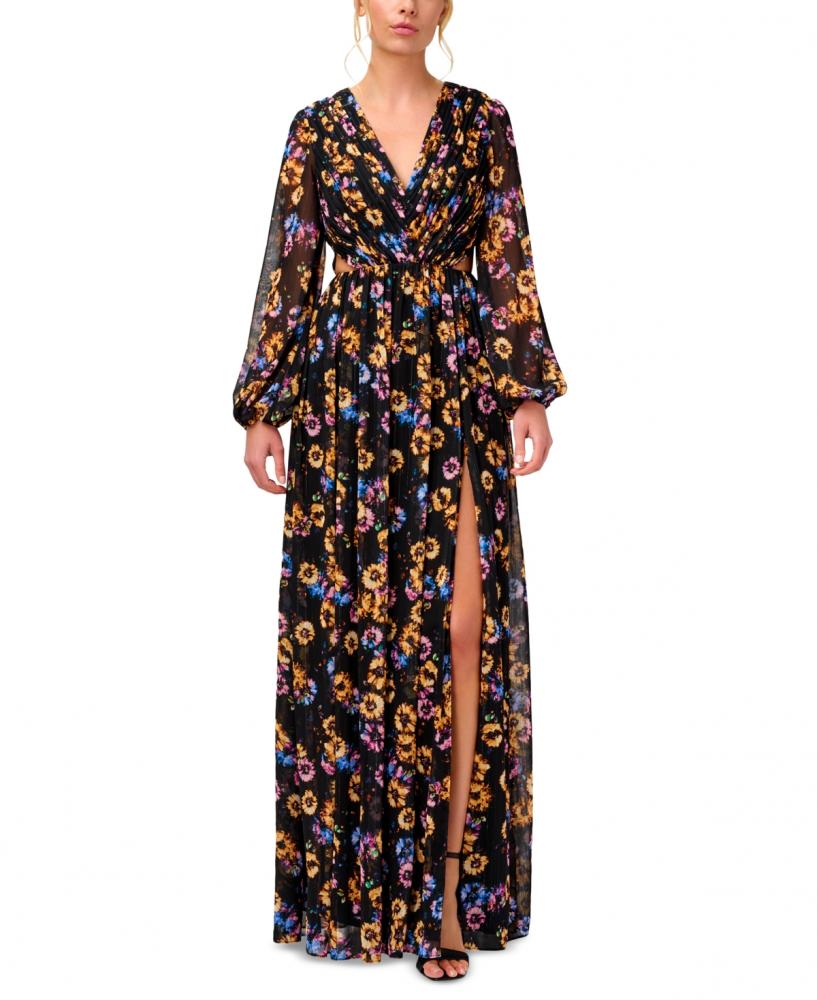 New $350 Aidan Mattox Women's Long Long Sleeve V-Neck Maxi Dress A4400 - Picture 7 of 12