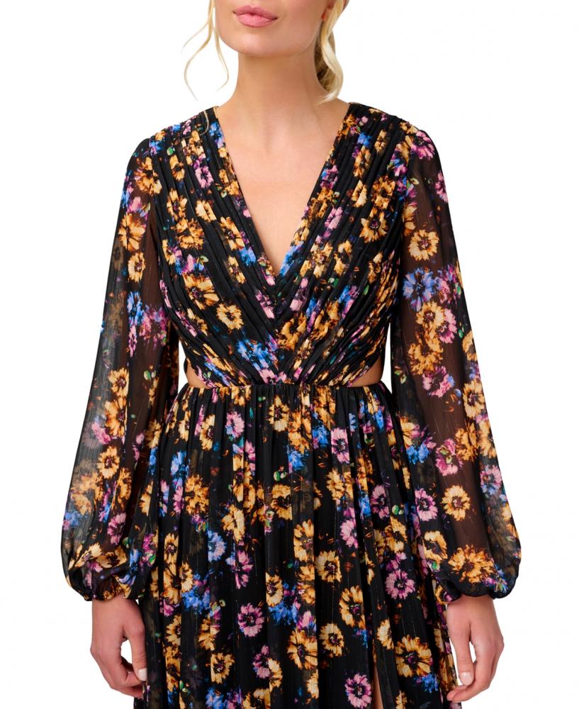 New $350 Aidan Mattox Women's Long Long Sleeve V-Neck Maxi Dress A4400 - Picture 9 of 12