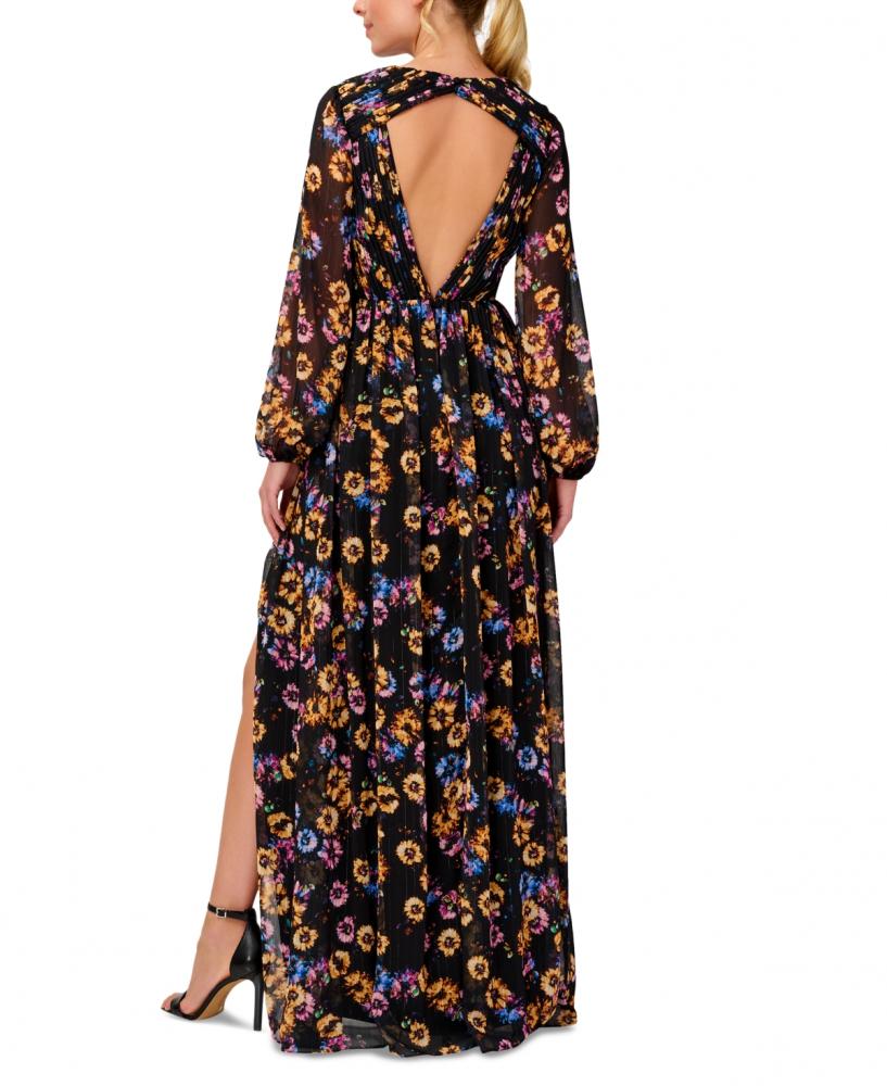 New $350 Aidan Mattox Women's Long Long Sleeve V-Neck Maxi Dress A4400 - Picture 8 of 12
